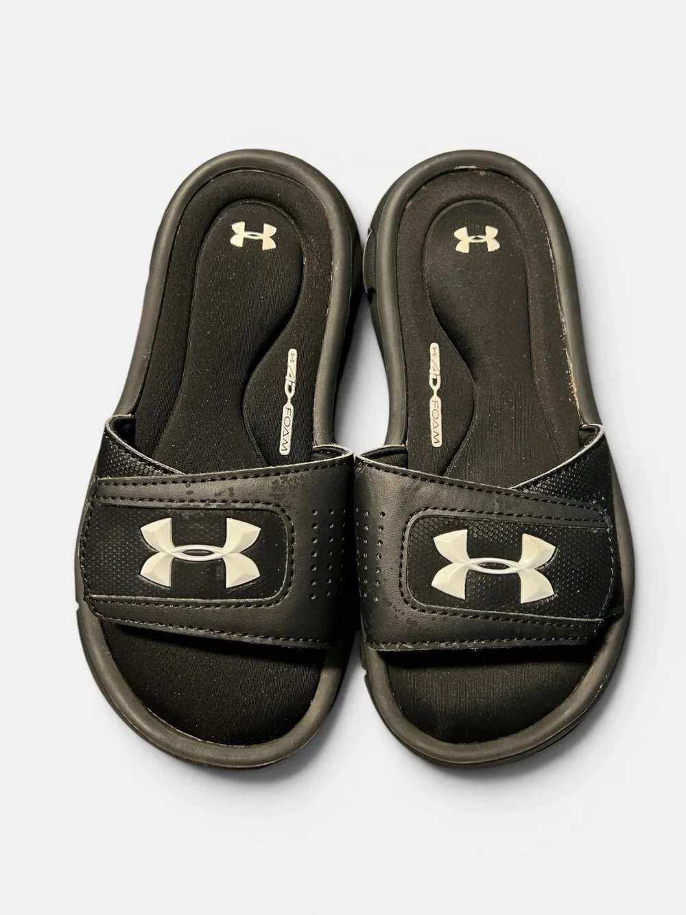 UNDER ARMOUR Kids' Black Velcro Slide Sandals 4D Foam Cushion 13K